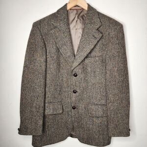 Harris Tweed Blazer Mens 40R Dunn & Co Wool Herringbone Sport Coat Scotland